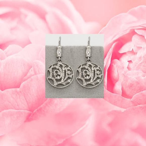 SOLD- CATHY WATERMAN Retired Platinum & Diamond Love Earrings NEW - Picture 2 of 4